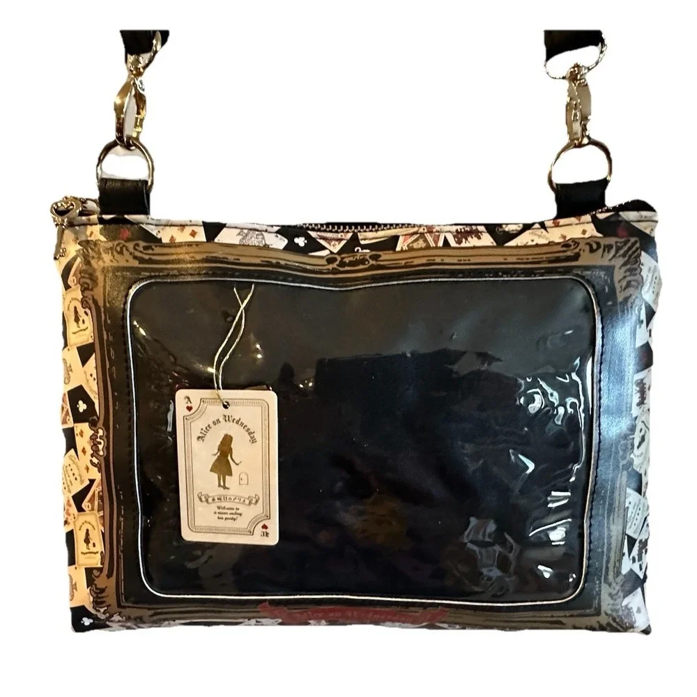 Alice on Wednesday Frame Shoulder Bag Clear Window Black Playing Cards Key Charm